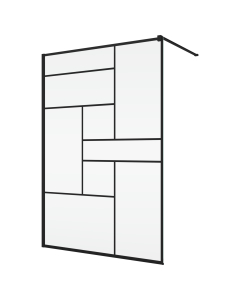 Perete dus tip walk-in, Sanswiss Easy STR4P, sticla cu model geometric, profil negru mat, 100 x 200 cm