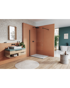 Perete dus tip walk-in, Sanswiss Easy STR4P, sticla transparenta, profil negru, 120 x 200 cm
