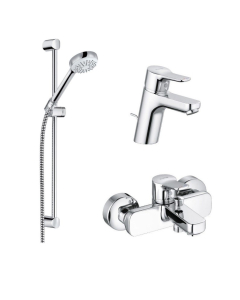 Set baterie lavoar baterie cada dus si set dus Kludi Pure & Easy 376850565, finisaj cromat