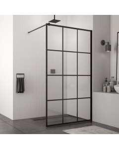 Perete dus tip walk-in, Sanswiss Easy STR4P, sticla cu model, profil negru mat, 90 x 200 cm