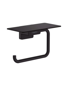 Suport pentru hartie igienica cu etajera, Hansgrohe AddStoris 41772670, finisaj negru mat