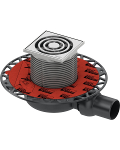 Sifon de pardoseala Tece drainpoint,105 x 105 mm, iesire laterala Dn 50, extra plat cu flansa universala, 3601100