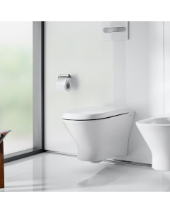 Vas WC cu functie de bideu Roca Nexo A34664T000, alb, evacuare orizontala, montaj suspendat