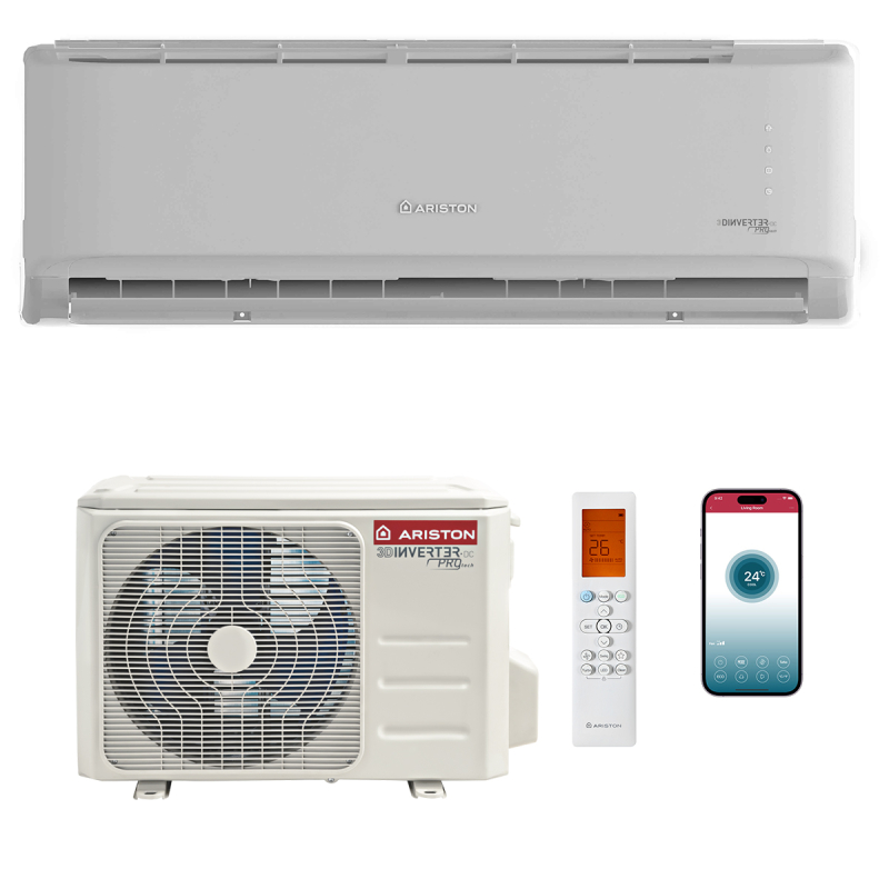 Aparat aer conditionat Ariston Alys 50, 18000 BTU, A++/A+, inverter, Wi-Fi, R32, functie incalzire, dezumidificare, filtru aer, mod Auto, mod Turbo, timer, Follow Me, auto-curatare, alb