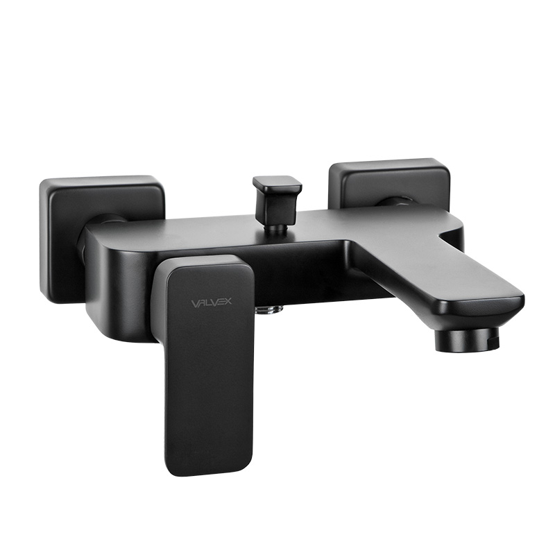Baterie baie cada/dus, Valvex Loft Black 2455920, monocomanda, montaj aplicat, finisaj negru mat