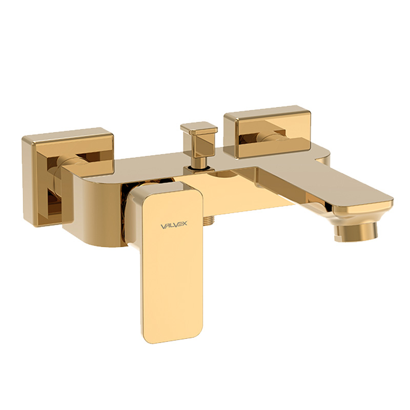 Baterie baie cada/dus, Valvex Loft Gold 2455810, monocomanda, montaj aplicat, finisaj auriu lucios