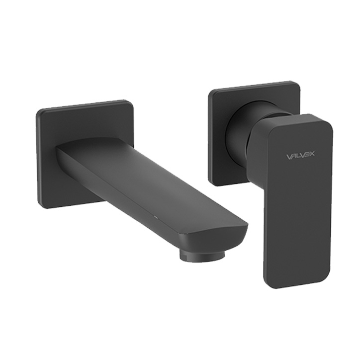 Baterie baie pentru lavoar, Valvex Loft Black 2455980, incastrata, monocomanda, alama, finisaj negru mat