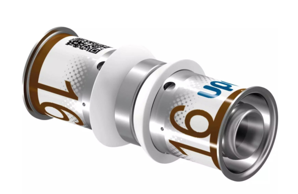 Racord presare drept dublu S - Press Uponor, alama, D 16.2 mm 
