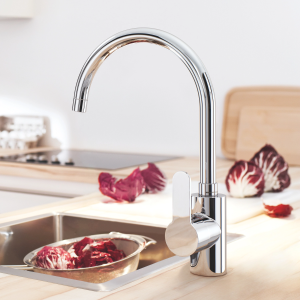 Baterie bucatarie, Grohe Eurostyle Cosmopolitan 33975004, stativa, monocomanda, alama, finisaj cromat