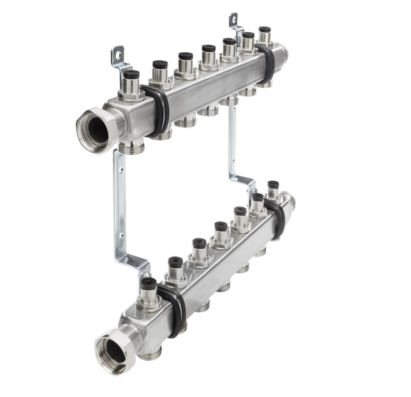 Distribuitor echipat Tece, inox, filet interior, 11 cai, 1"
