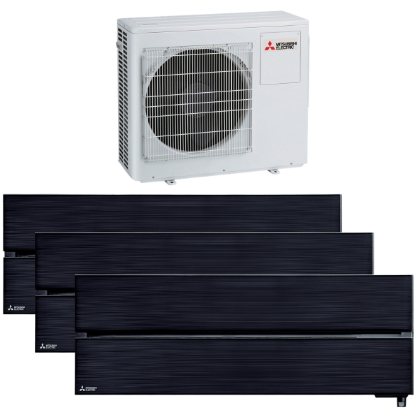 Aparat aer conditionat multisplit, Mitsubishi Electric LN, 1 x UE 28000 BTU, 3 x UI 9000 BTU, A++/A+, inverter, Wi-Fi, senzor de prezenta, filtru aer, functie incalzire, dezumidificare, functie de hiperincalzire, anti-mucegai, mod de noapte, negru