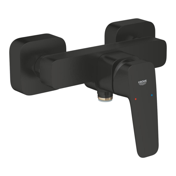 Baterie baie pentru dus, Grohe Cubeo 1018242430, monocomanda, montaj pe perete, finisaj negru mat