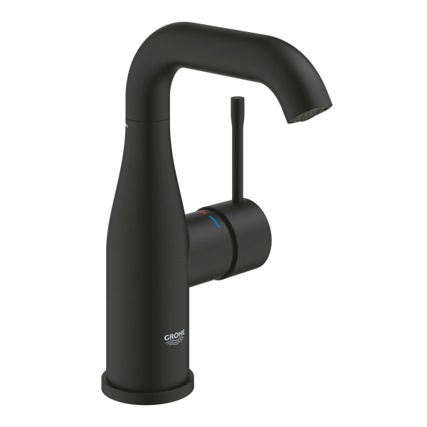 Baterie baie pentru lavoar, Grohe Essence 24176KF1, marime M, montaj stativ, monocomanda, finisaj negru mat