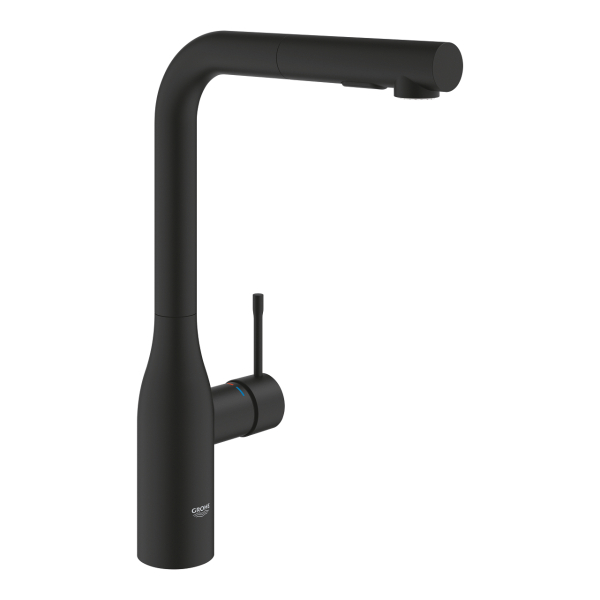 Baterie bucatarie, cu dus extractibil, Grohe Essence 30504KF0, stativa, monocomanda, finisaj negru mat