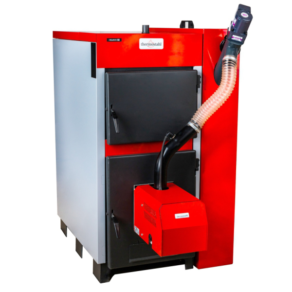 Cazan termic pe peleti / lemne, Thermostahl Ecotwin 30, din otel, 30 kW
