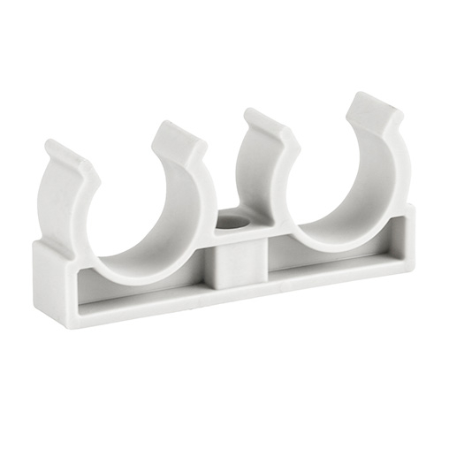 Clema dubla suport teava PPR, D 25 mm, alb