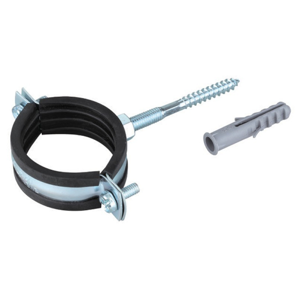 Colier metalic pentru tevi, cu garnitura de cauciuc, Everline, 1/2 inch + diblu nylon

