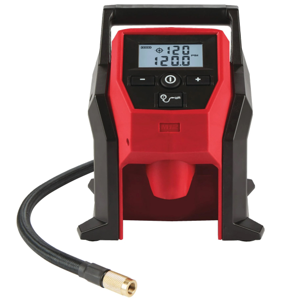 Compresor aer, auto, Milwaukee 4933464124, 8.27 bar, 120 W, 12 V, display digital, iluminare LED, adaptoare incluse