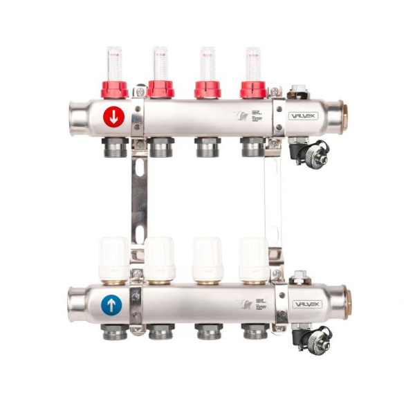 Distribuitor incalzire pardoseala Valvex K5H, inox, filet interior, 4 cai, 1" - 3/4"