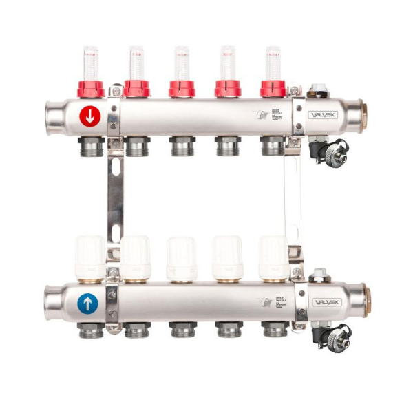 Distribuitor incalzire pardoseala Valvex K5H, inox, filet interior, 5 cai, 1" - 3/4"
