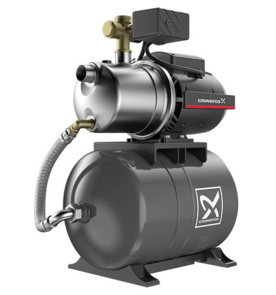 Hidrofor cu pompa electrica centrifuga Grundfos JP 3 - 42 + rezervor 20 L + presostat + manometru + furtun flexibil + racord, 720 W
