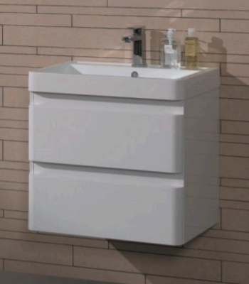Mobilier suspendat Kuma Hanna 60cm, alb, cu lavoar CGV7948