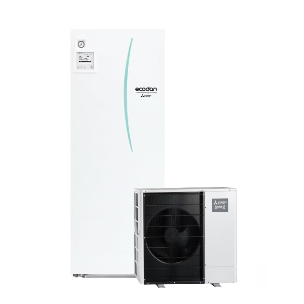 Pompa de caldura aer apa de tip split Mitsubishi Electric Zubadan ERST20C-VM2DR1 + PUHZ-SHW80YAA, 8 kW cu rezervor de 200 L