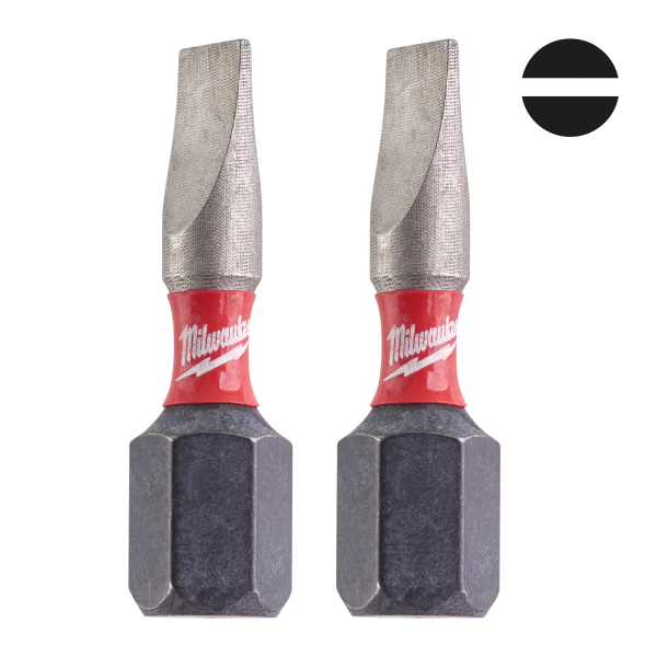 Set 2 biti pentru insurubare de impact, Milwaukee Shockwave Impact Duty 4932430901, profil drept, SL 4.5, 25 mm