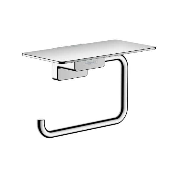 Suport pentru hartie igienica cu etajera, Hansgrohe AddStoris 41772000, finisaj cromat