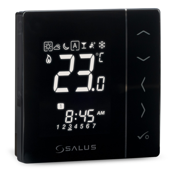 Termostat pentru incalzire in pardoseala, Salus VS30B, incastrabil, afisaj digital, programabil, negru
