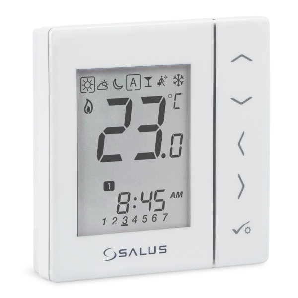 Termostat pentru incalzire in pardoseala, Salus VS30W, incastrabil, afisaj digital, programabil, alb
