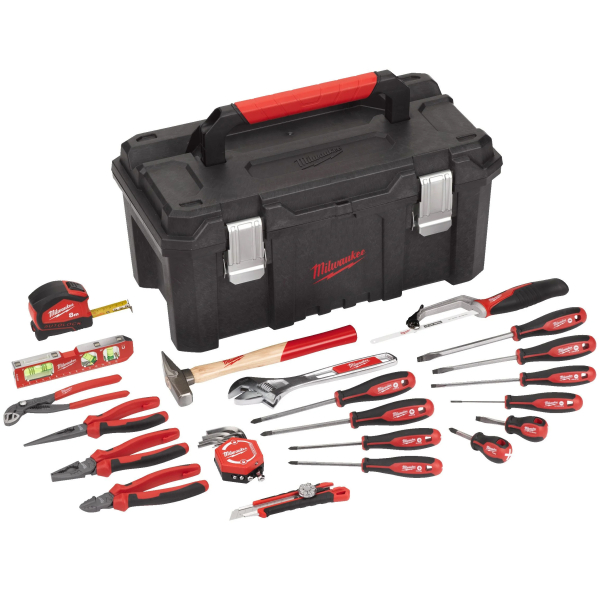 Trusa scule de mana, Milwaukee Starter Set 4932498392, 30 piese + cutie din plastic